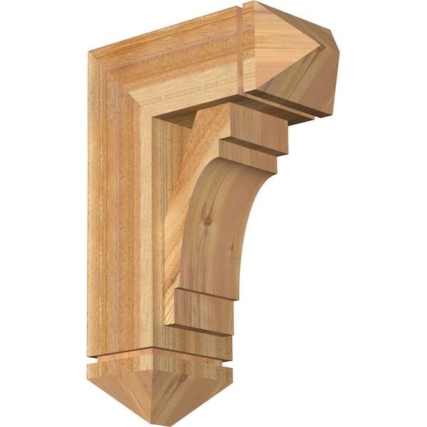 Ekena Millwork Merced Arts and Crafts Rough Sawn Bracket w/ Offset Brace, Western Red Cedar, 8"W x 18"D x 26"H BKT0806X18X26MRC03RWR - main